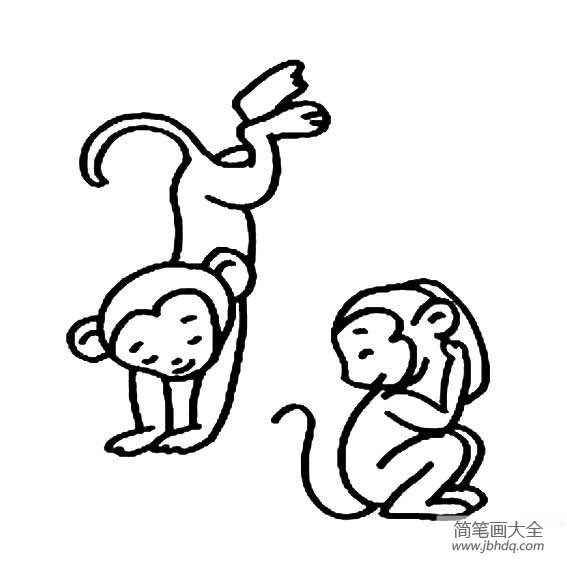 猴年小猴子简笔画素材