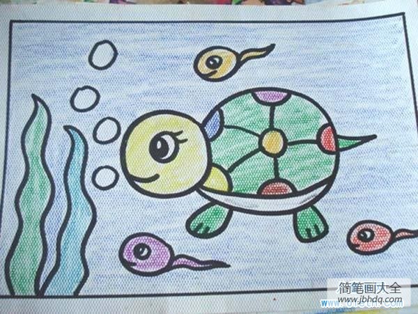 幼儿乌龟儿童画画图片:乌龟和蝌蚪
