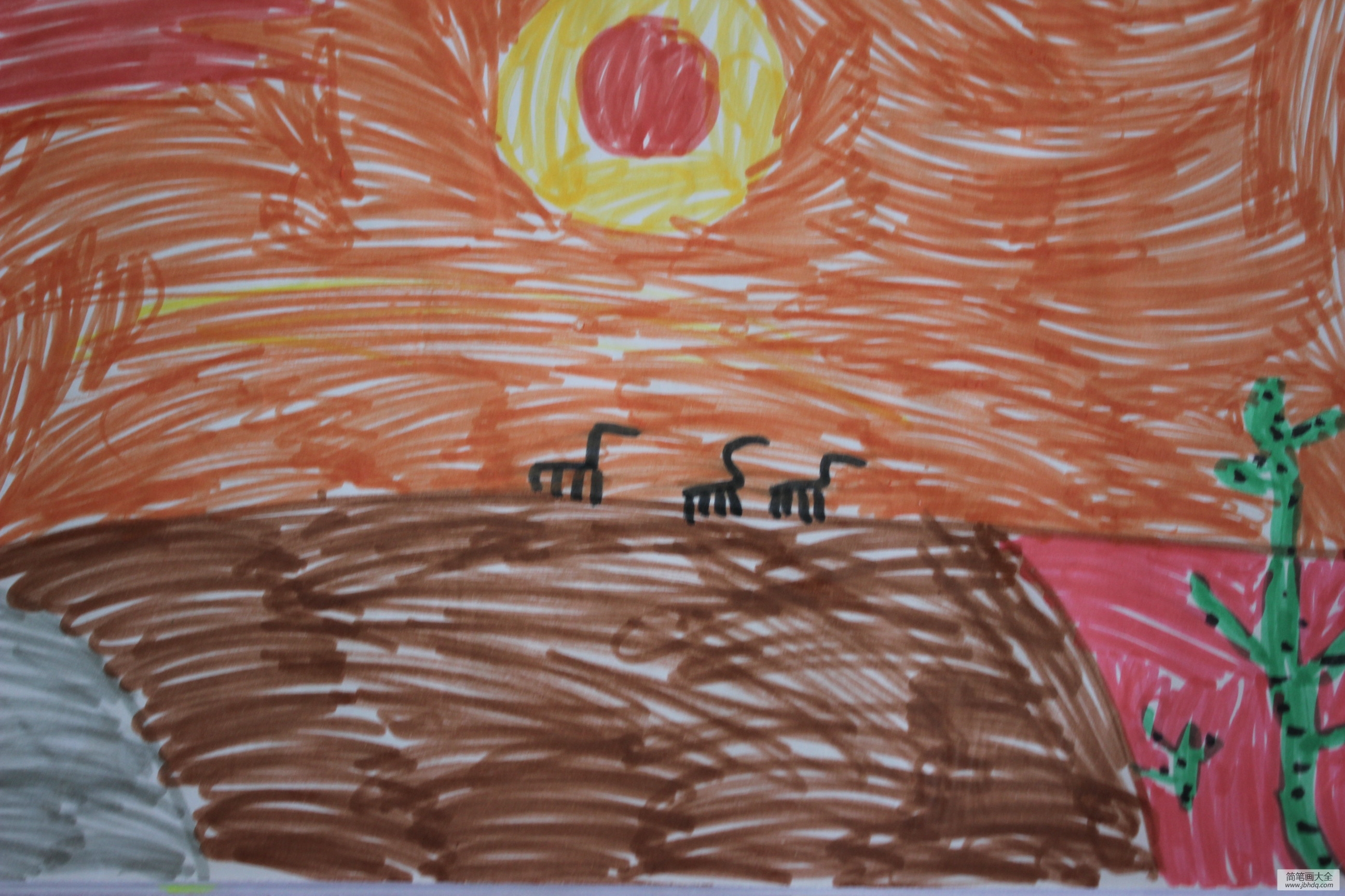 土地沙漠化儿童画图片