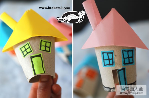 卫生纸筒手工制作房子幼儿园手工制作小屋
