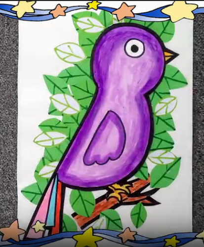 儿童画第六课：彩色的小鸟