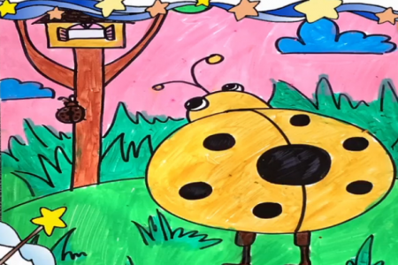 儿童画第72课：学画回家的七星瓢虫