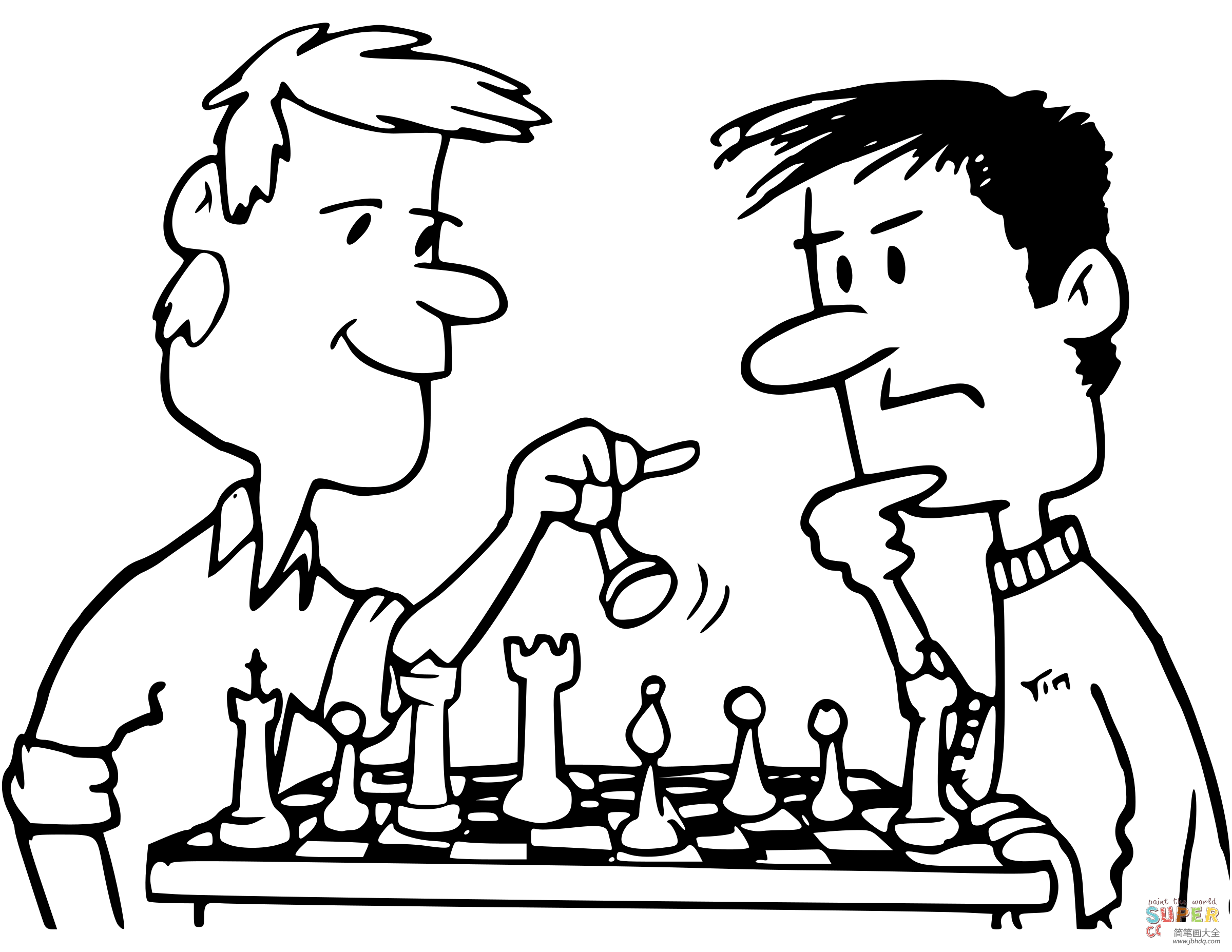 二人下棋图简笔画图片