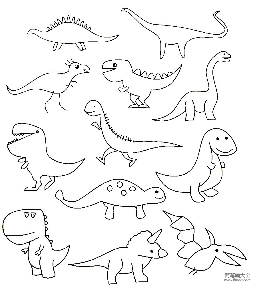 恐龙组合简笔画图片