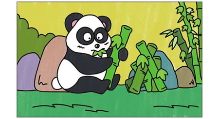 画熊猫简笔画 彩色图片
