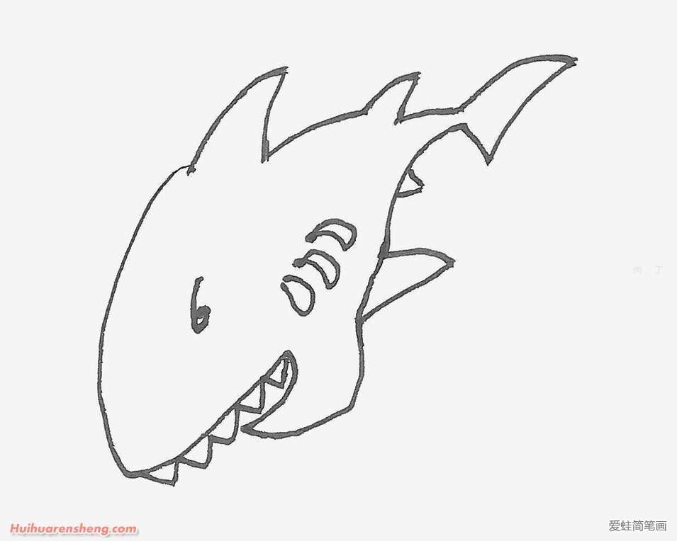 骷髅鲨鱼简笔画图片